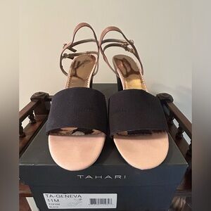 Tahari Women's Black and Cream Sandals